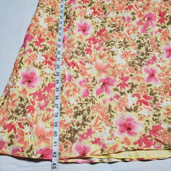 Ann Taylor Loft Floral Dress Size 14 Linen Blend Colorful Sleeveless Lined Women - Picture 8 of 10